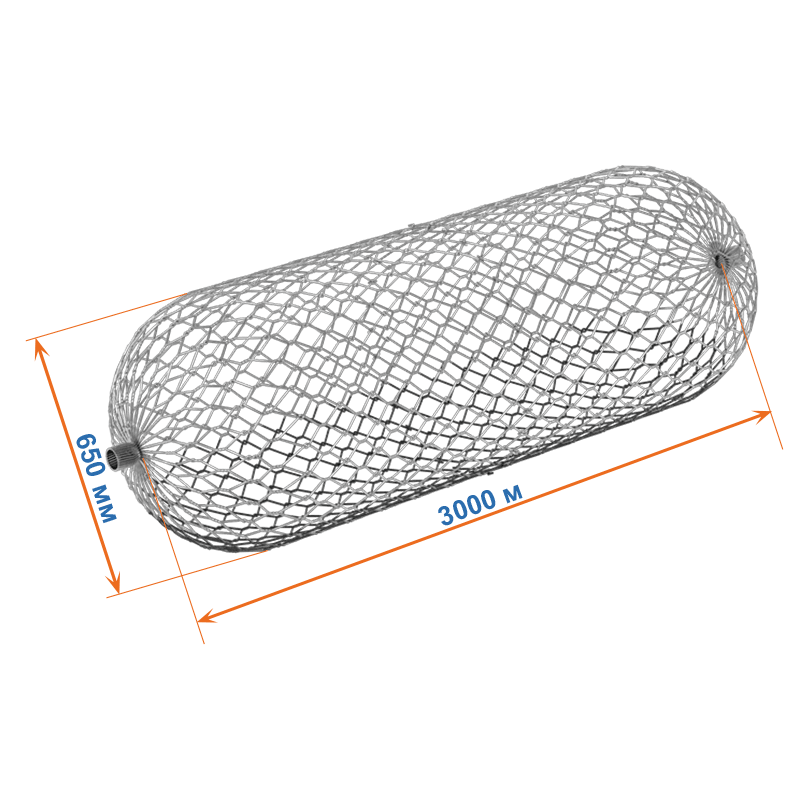 Габион цилиндрический 3х0,65х0,99 оцинкованный / ЦП, Ø проволоки 2,7/3,7мм, размер ячейки 8х10 см фото